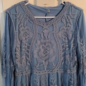 NWOT blue lace dress. Size M.